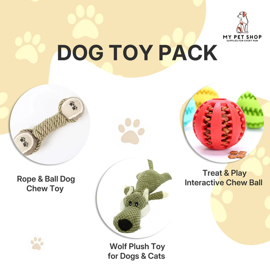 Dog Toy Pack – 3-in-1 Fun for Your Dog! 🐶🎁